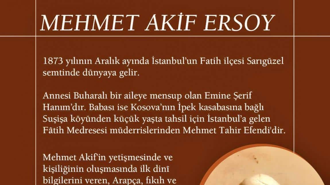 İstiklal Şairimiz Mehmet Akif Ersoy'u ebediyete intikalinin 85. yıl dönümünde saygı ve rahmetle anıyoruz.